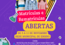 Matrículas e rematrículas escolares iniciam no dia 5 de novembro