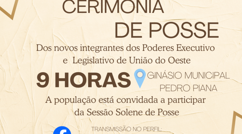 Cerimônia de posse dos eleitos inicia às 9 horas do dia 1º de janeiro